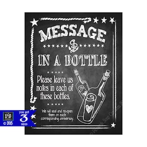 Nautical Wedding Message in a bottle Guestbook Alternative Chalkboard sign - DIY - Nautical Collection