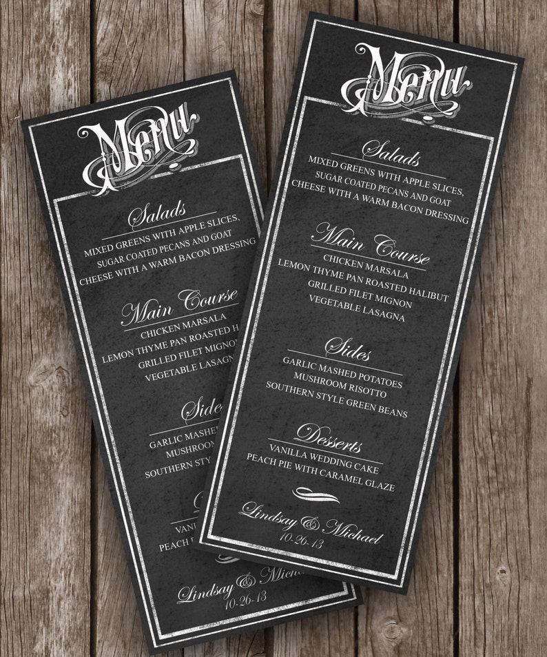 DIY Custom Menu PRINTABLE Chalkboard Menu, Printable Menu, Wedding Menu printable, Wedding Printable, Printable Wedding, DIY Wedding Decor image 2