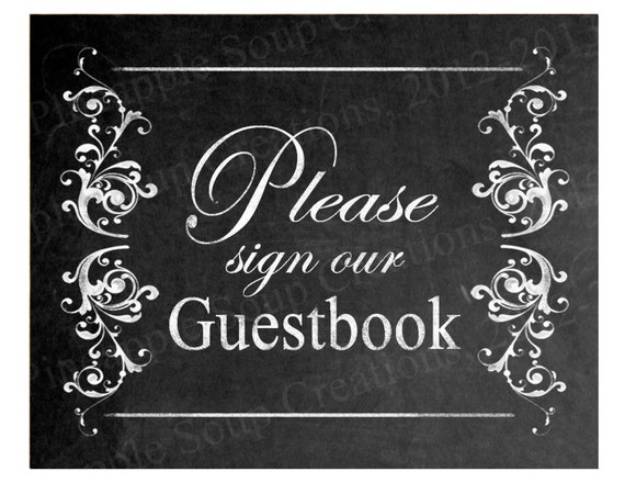 DIY Printable Wedding Chalkboard Please sign our Guestbook | Etsy