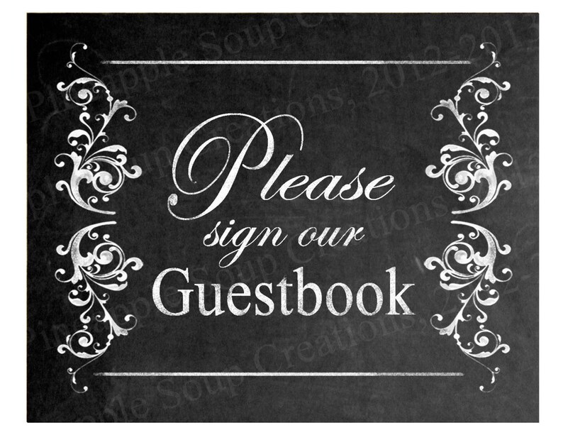 DIY Printable Wedding Chalkboard Please sign our Guestbook | Etsy