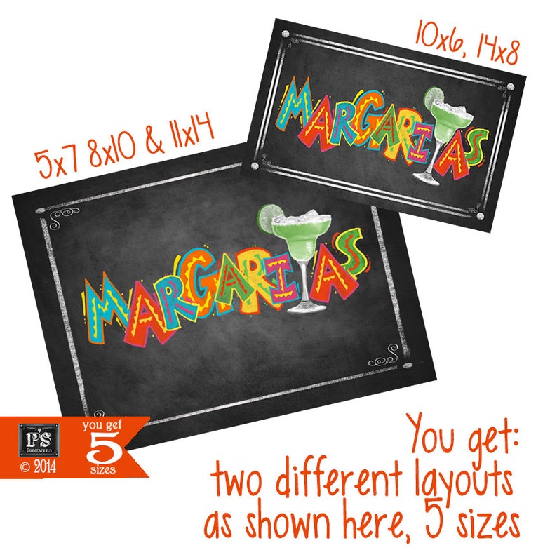 Printable Margaritas sign chalkboard sign Fiesta Margarita | Etsy