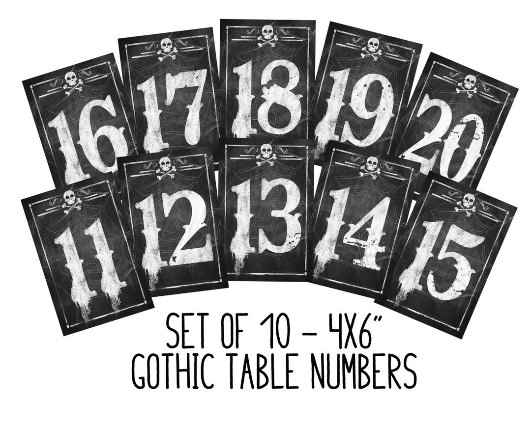 PRINTABLE Halloween Wedding Table Numbers Set of 10 Gothic Etsy