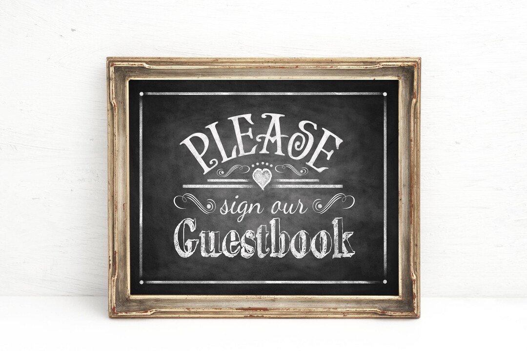 Please Sign Our Guestbook Chalkboard Wedding Sign Instant Download ...