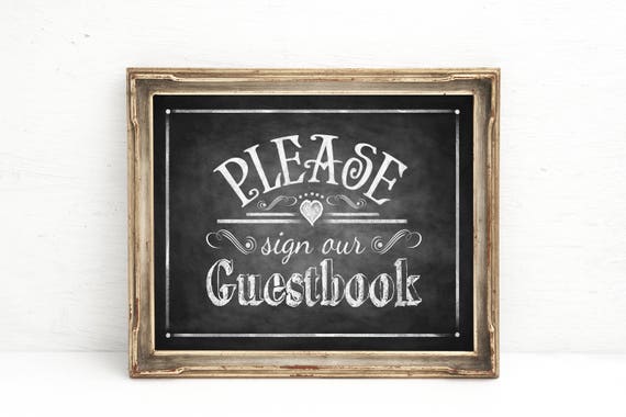 Please Sign Our Guestbook Chalkboard Wedding Sign Instant | Etsy