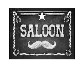 SALOON GIRLS Sign Printable File Wild West Party Aged Western - Etsy