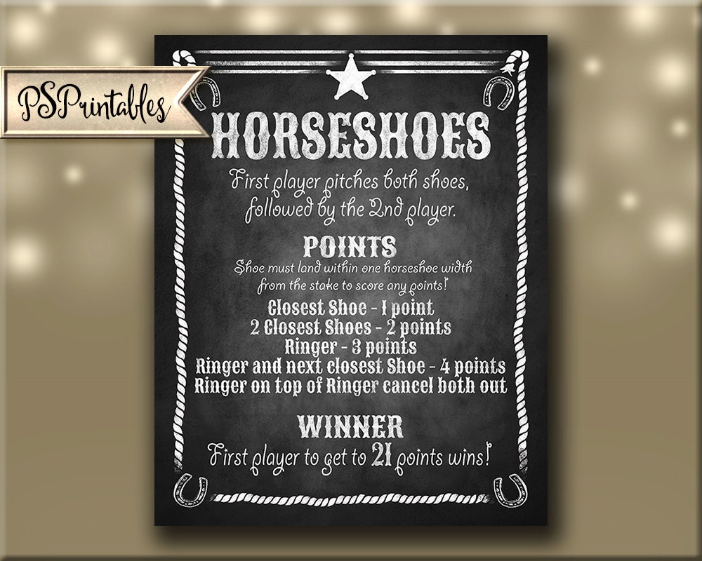 Horseshoe Sign PRINTABLE File Chalkboard Styel Just Etsy Canada