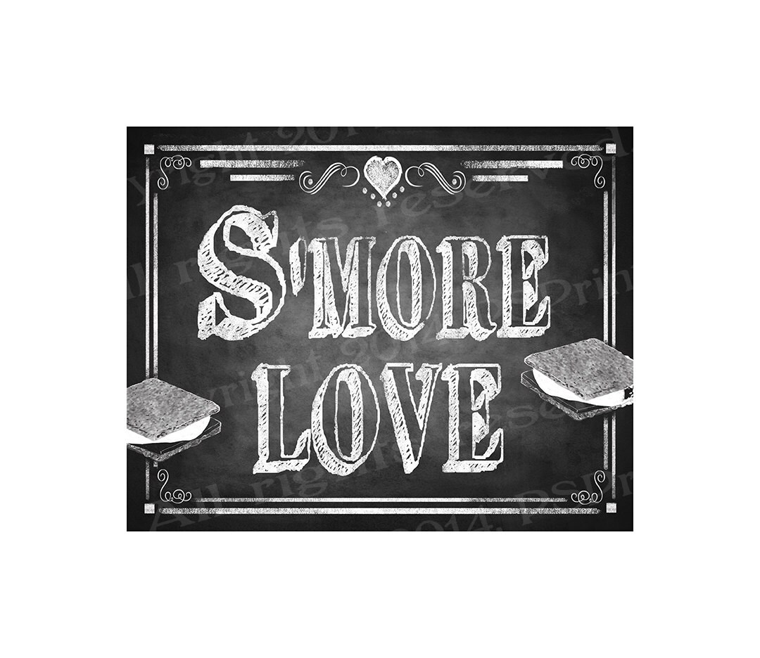 SMORE Wedding Sign S'more Love Rustic Heart Chalkboard Collection DIY