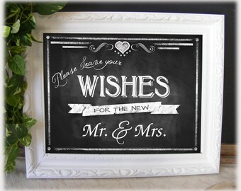 Printable Wedding Chalkboard WISHES sign - 3 sizes available - instant download digital file - DIY - Rustic Collection