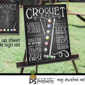 Yard Games for Weddings Sign PRINTABLE yard games poster, Croquet Game Sign, Backyard BBQ games, Croquet Game image 1