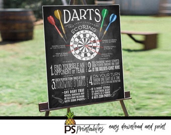 Game sign DARTS | printable game poster, DARTS sign, darts game sign, darts game, dart game