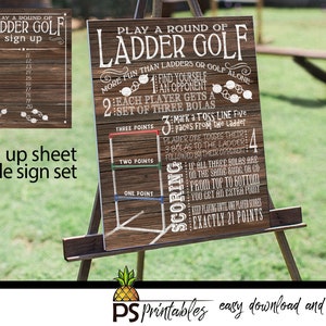yard games - ladder golf yard game sign - bbq yard games - ladder golf rule sign - yard game sign - printable yard sign - diy yard game sign