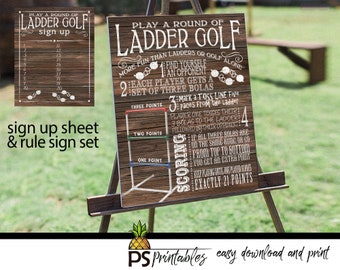 yard games - ladder golf yard game sign - bbq yard games - ladder golf rule sign - yard game sign - printable yard sign - diy yard game sign