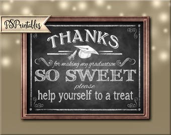 Printable Graduation Thank you Sign, Graduation is Sweet, sweets bar sign, MY Graduation sign, DIY graduation decor, chalkboard grad sign