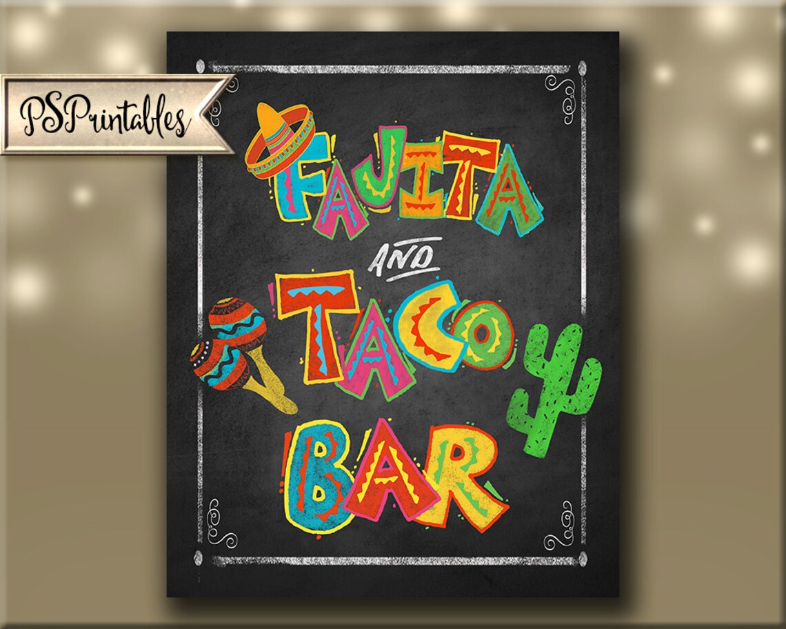 Fiesta Party Fajita & Taco bar sign fiesta chalkboard sign Etsy