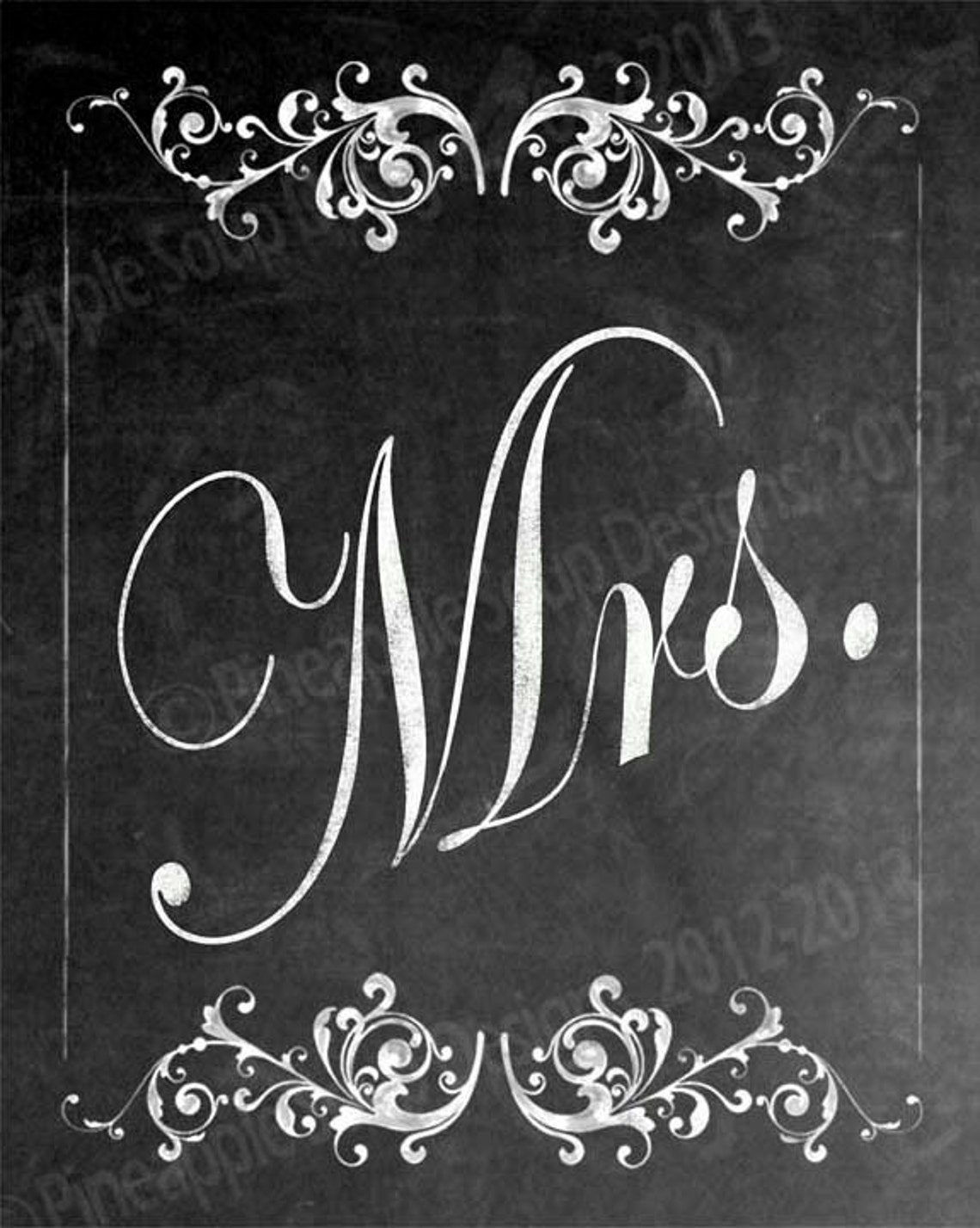 DIY Printable Wedding Chair signs MR&amp;MRS Chalkboard style | Etsy