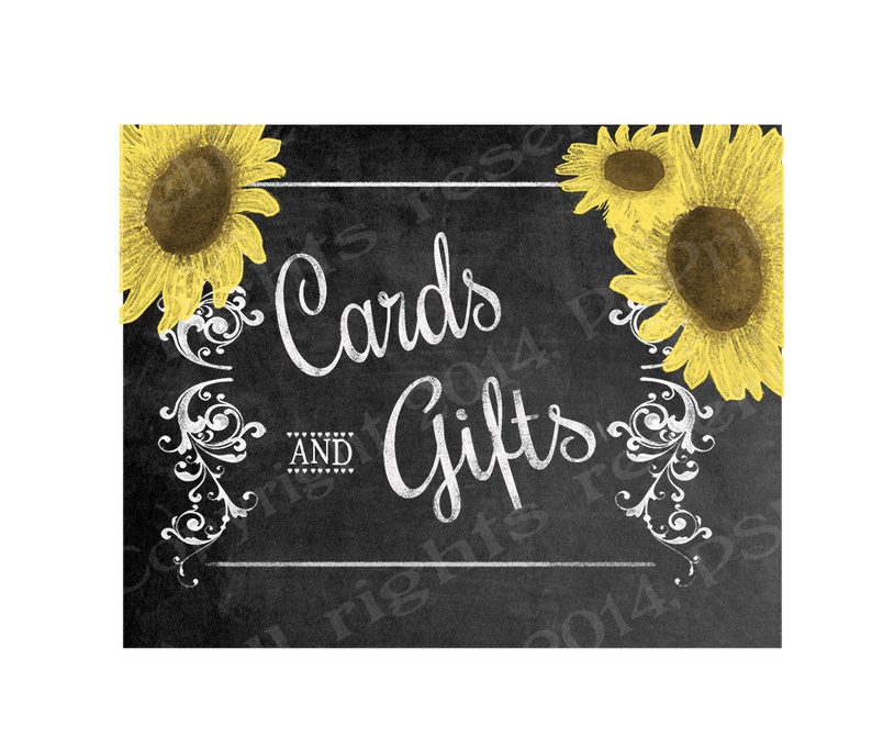 Cards and Gifts Sunflower Chalkboard Wedding Sign Sunflower Etsy
