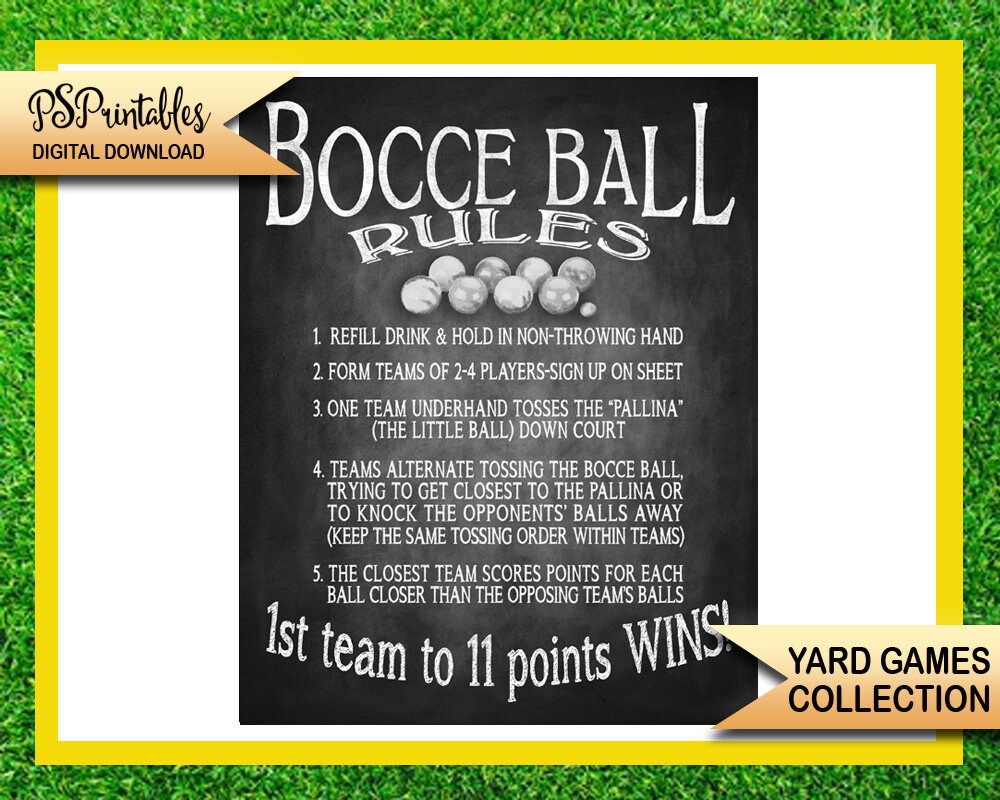 BOCCE BALL sign up and rules sign set in chalkboard Etsy