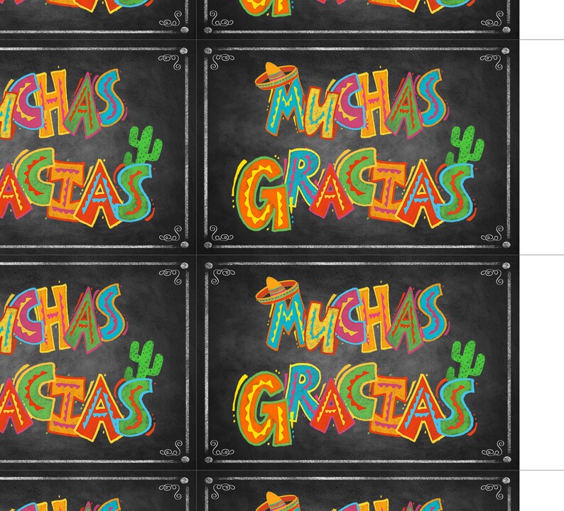Printable Muchas Gracias Fiesta Party Tags Favor Tags Muchas - Etsy