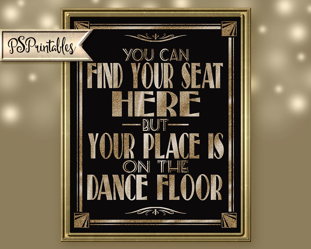 Find Your Seat Here Wedding Sign Printable 1920 S