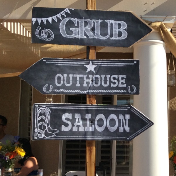 Western Themed DIRECTIONAL Signs -  PRINTABLE file Western Wedding or Special Event Signage - 20" wide