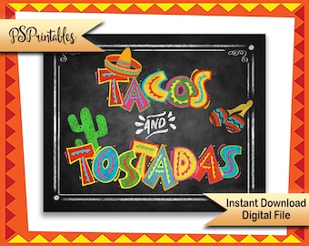 Printable Fiesta Taco & tostadas sign, taco party, Birthday fiesta sign, Wedding fiesta sign, Fiesta Graduation printable, wedding printable