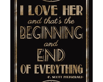 I Love Her Sign | PRINTABLE Wedding Sign, Black Gold Wedding, beginning and end, 1920s Wedding Sign, Black Gold Wedding, DIY Digital Signs