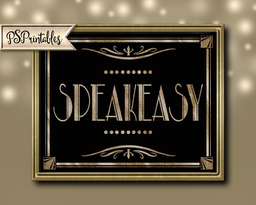 SPEAKEASY Sign PRINTABLE Wedding Sign Roaring 20s Sign