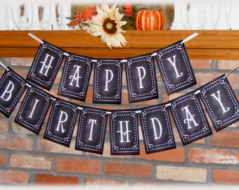 Happy Birthday Printable Banner - DIY - Chalkboard style