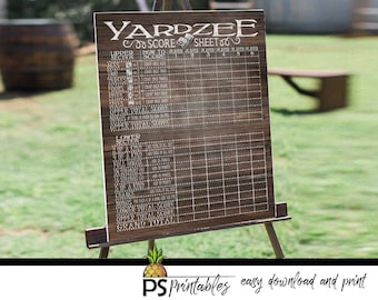 yard games - yardzee score sheet - bbq yard games - yardzee score sign - lawn game sign - printable yard sign-diy yard game sign - games