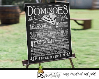 yard games - dominoes yard game sign - bbq yard games - dominoes rule sign - lawn game sign - printable yard sign-diy yard game sign - games