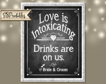 INSTANT 'love is Intoxicating' Drinks Are on Us Sign - Etsy