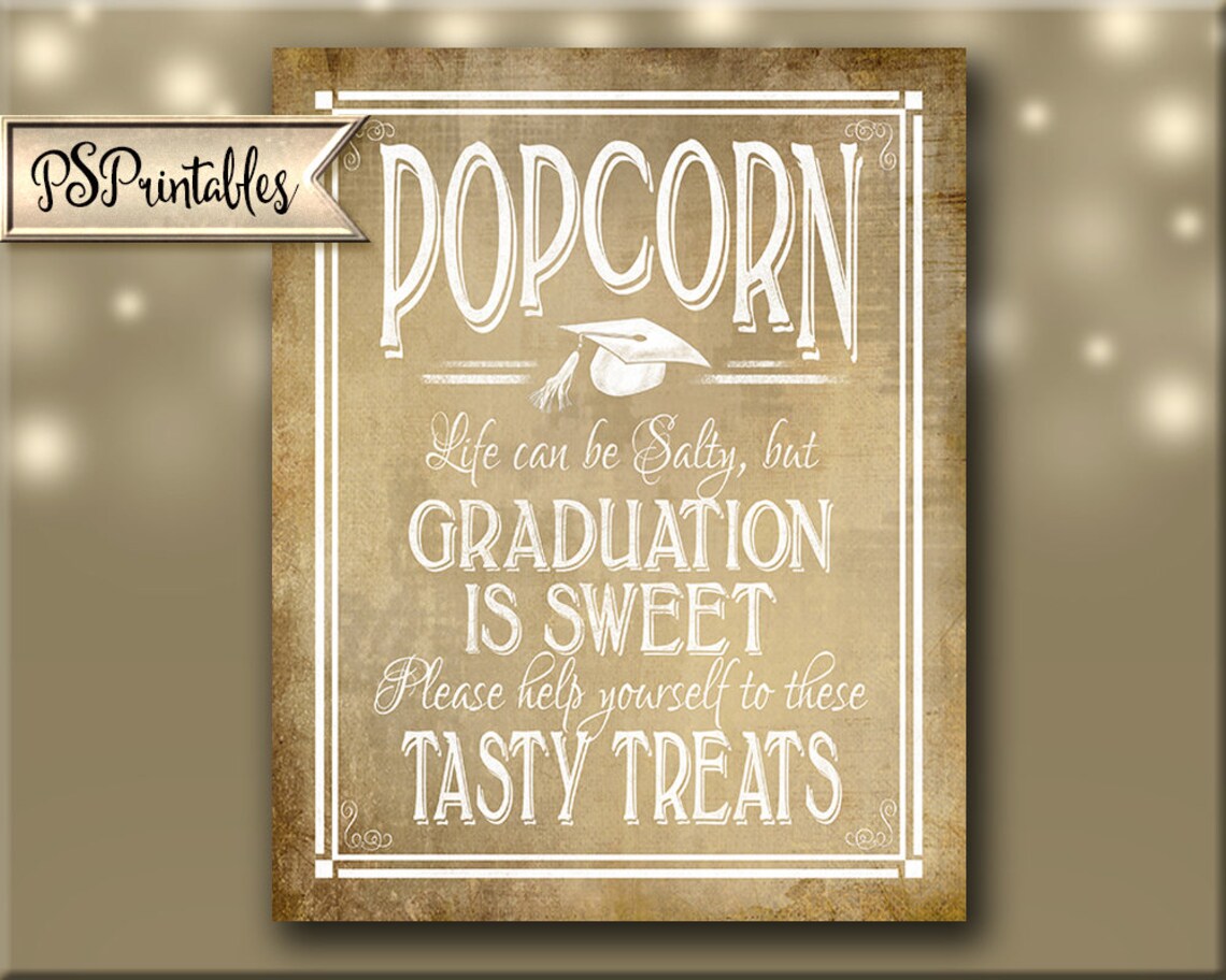 Popcorn Grad Sign Graduation Sign Popcorn Bar Sign Etsy