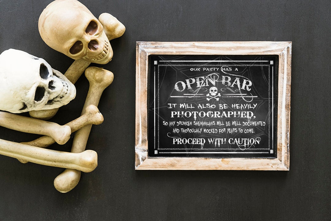Halloween Party Sign PRINTABLE Open Bar Drunken Shenanigans Halloween