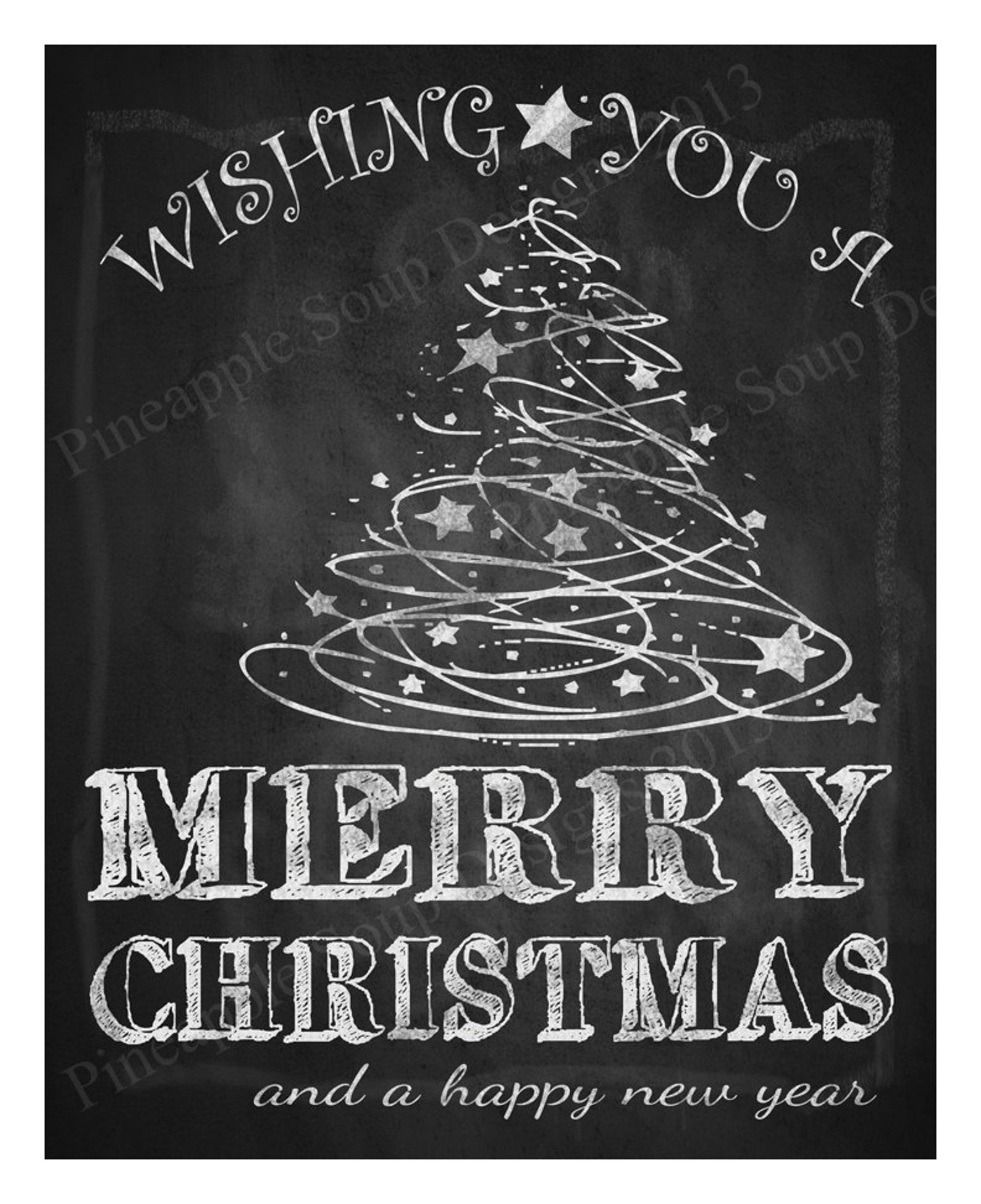 Wishing You a Merry Christmas Chalkboard Christmas sign Etsy