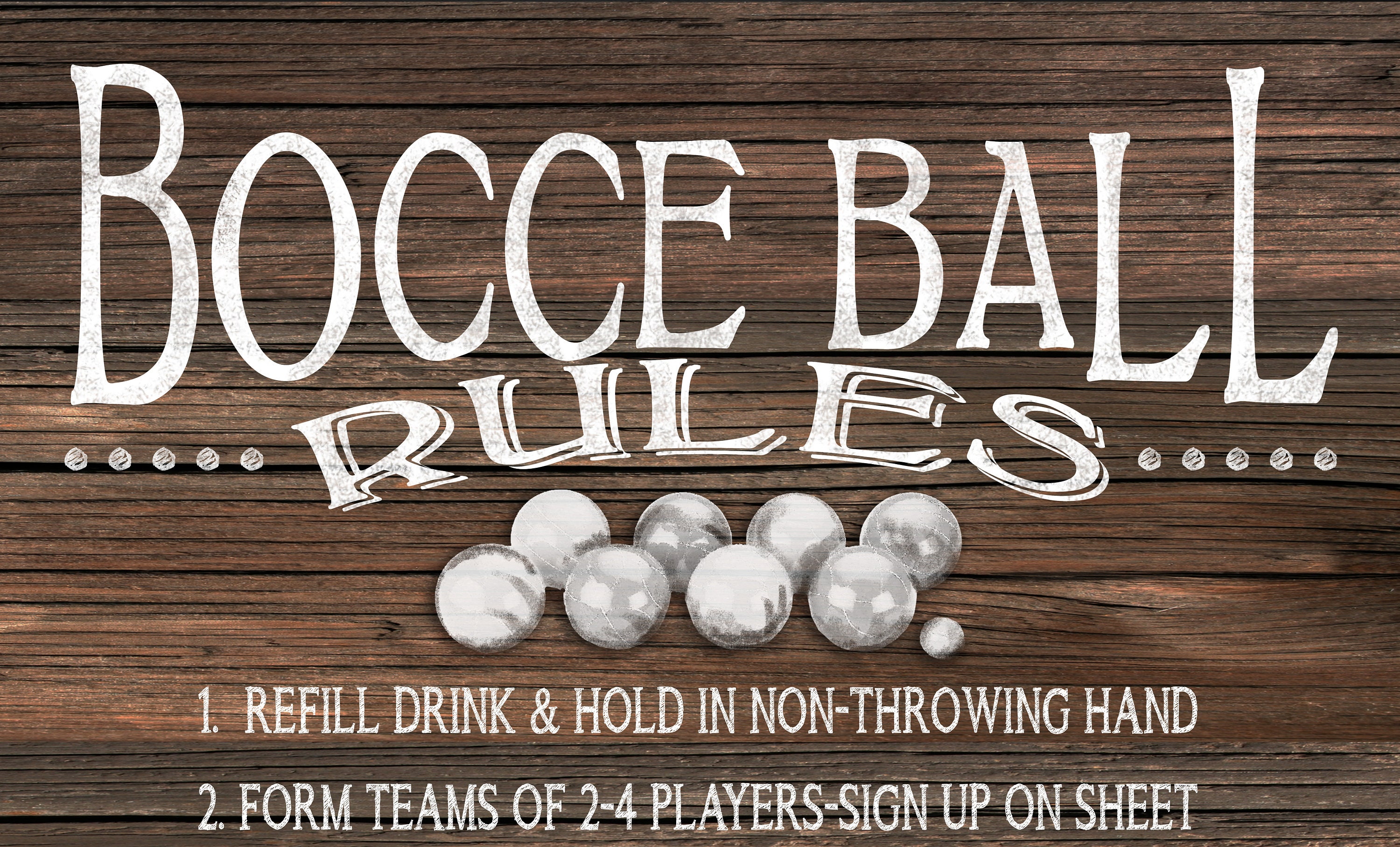 BOCCE BALL sign up and rules sign set in wood designyard Etsy