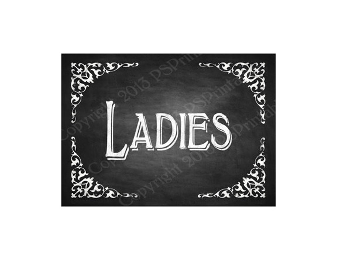 Chalkboard style Ladies &amp; Gents Bathroom signs DIY Printable | Etsy