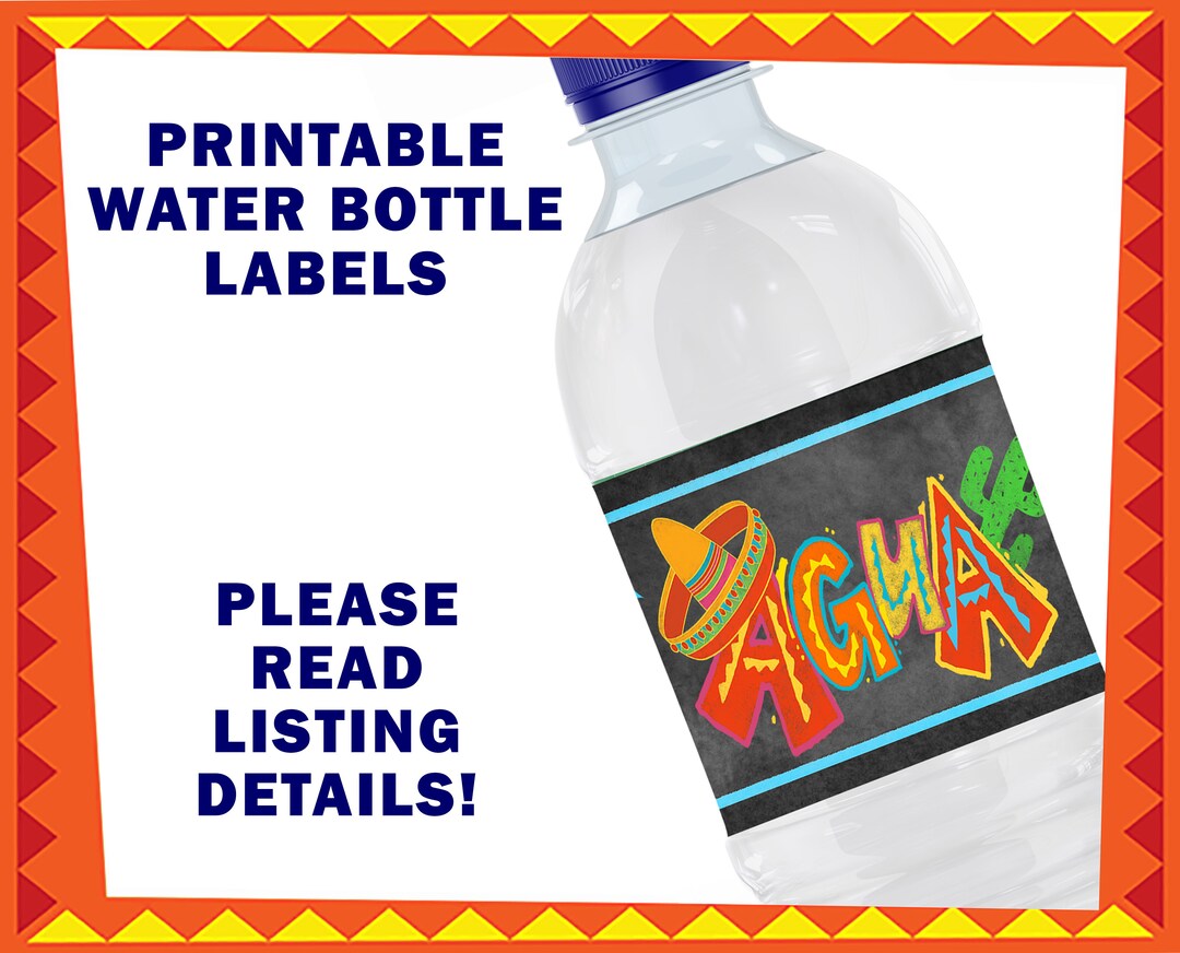 Printable Fiesta Water Bottle Label Agua Bottle Label for Wedding ...
