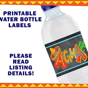 Printable Fiesta Water Bottle Label Agua Bottle Label for Wedding ...