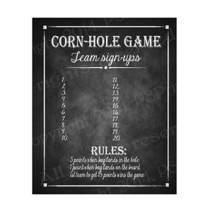 Printable Sign Up Sheet For Corn Hole