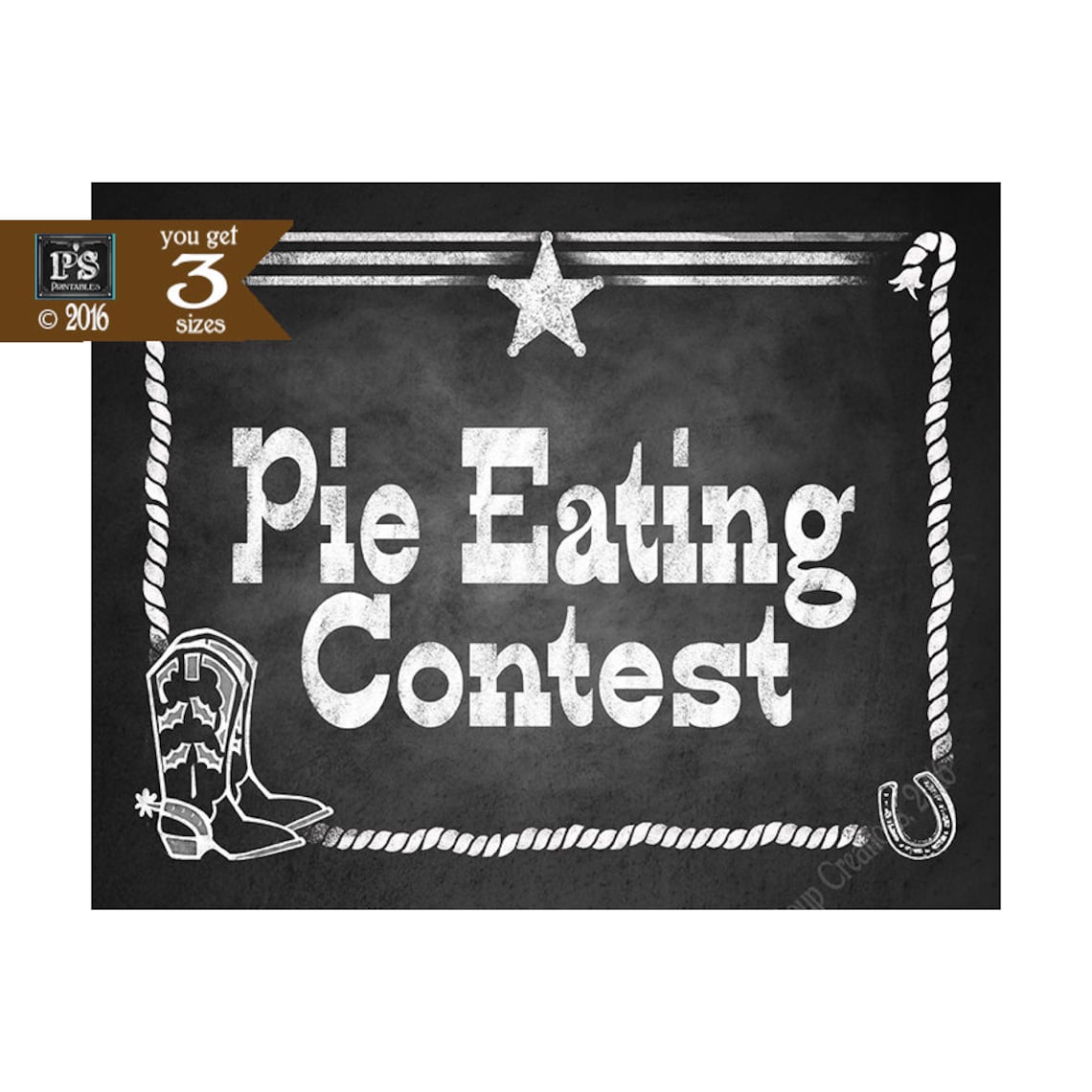 Pie Eating Contest Printable Chalkboard Sign PRINTABLE File Etsy