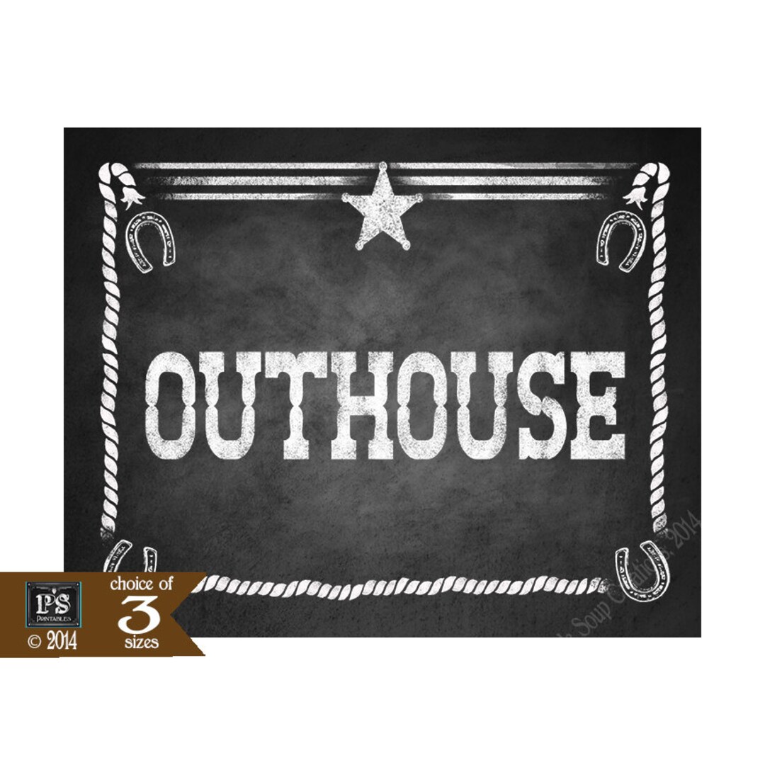 Western Themed Bathroom Outhouse Signs Chalkboard Style PRINTABLE File ...