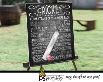 Crickett Yard Game Sign | PRINTABLE Backyard BBQ Lawn Game Sign in Chalkboard Style