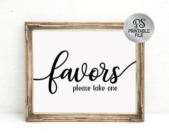 PRINTABLE Favors Sign | Wedding sign, Traditional Wedding signage, Shower Sign, Black White Wedding Sign, Modern Wedding Signs, Party Decor