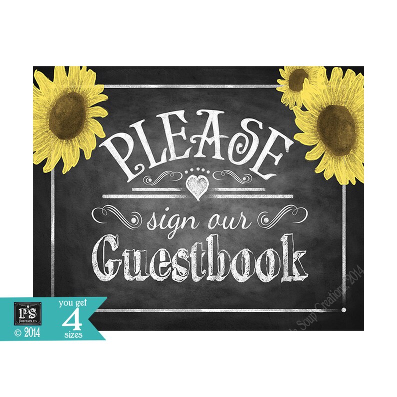 Chalkboard Style Wedding Guestbook PRINTABLE Sign With Etsy