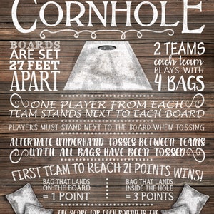 Cornhole Rules Yard Game Sign | PRINTABLE Cornhole Sign With Signup ...