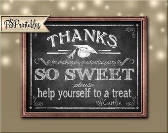 Presonalized Graduation Thank you Sign, Printable Graduation sign, graduation candy bar sign, printable graduation PARTY, DIY graduation