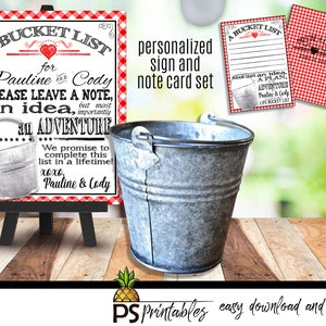Printable Bucket List Sign Set in Red &amp; White Picnic Theme for Yout ...