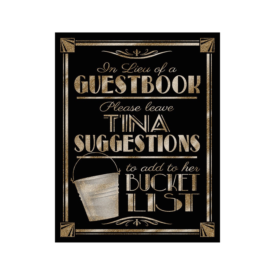 Bucket List Sign PRINTABLE Birthday Sign, Wedding Signs, Retirement ...