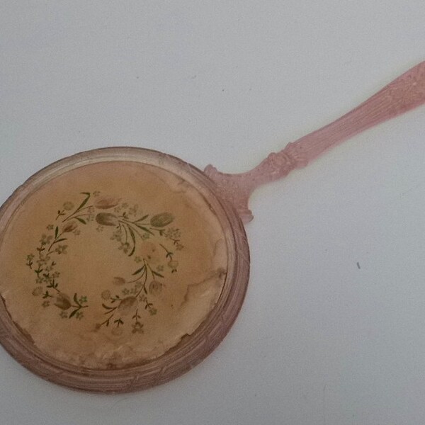 Magic Mirror!  Vintage Pink Hard Plastic Hand Mirror from a mid-century dresser set