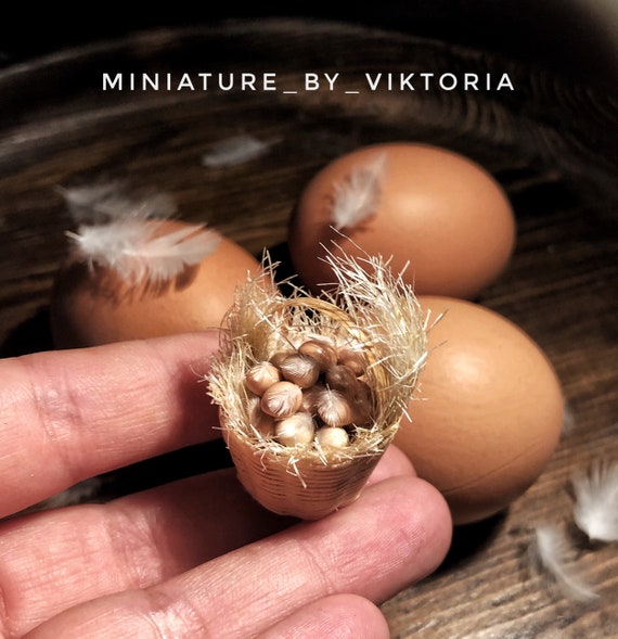 Reallistic Dollhouse miniature eggs eggs in basket 112 Etsy